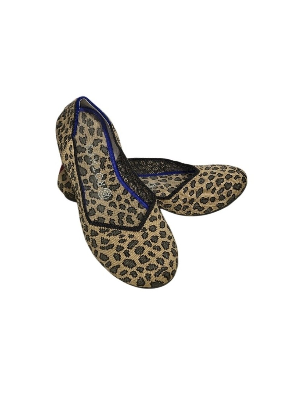 Rothy's Sz W9 Flats Spotted Leopard Animal Print Shoes Round Toe Stretch